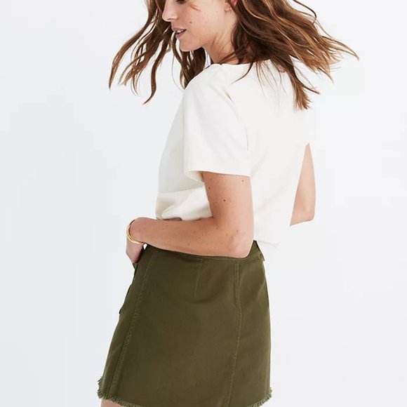 Madewell Raw-Hem A-Line Mini Skirt in Kale - Picture 3 of 5